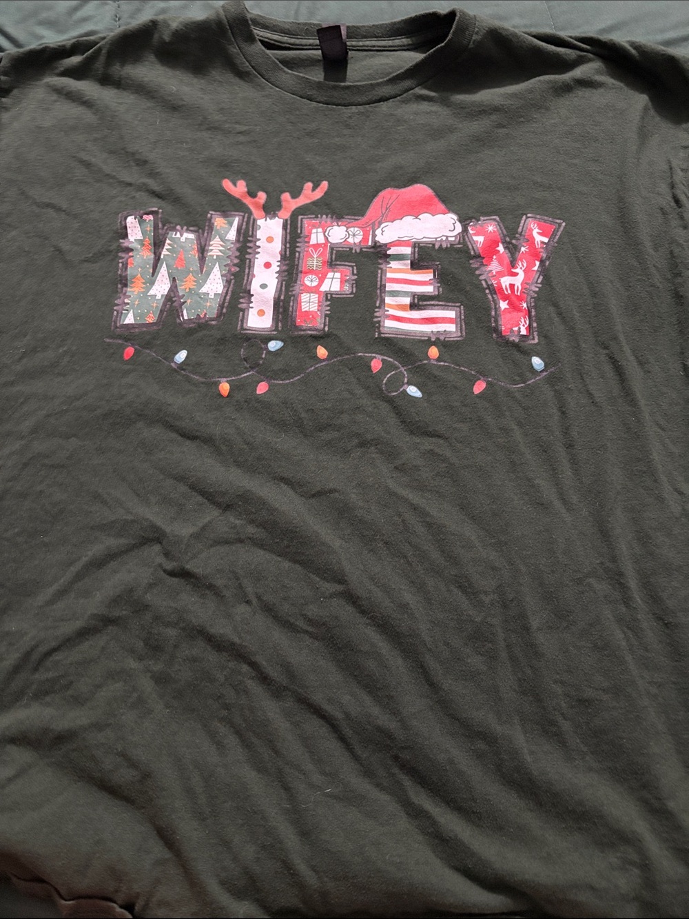 Gildan Black 'Wifey' Holiday Graphic Tee with Red Accents